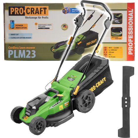 Tondeuse à gazon sans fil Procraft PLM23bb 40 V (2×20 V) 430 mm Brushless Solo – sans batterie, sans chargeur