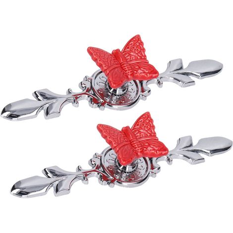 2 Poignées de Tiroir Papillon Rouge en Alliage de Zinc pour Meuble de Cuisine et Dressing - 1077D (1/5)