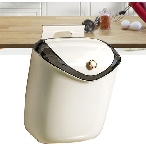 Petite poubelle suspendue murale sans perçage pour la cuisine, composteur avec couvercle, pour comptoir, sous évier, salle de bain, salon, L (1/5)