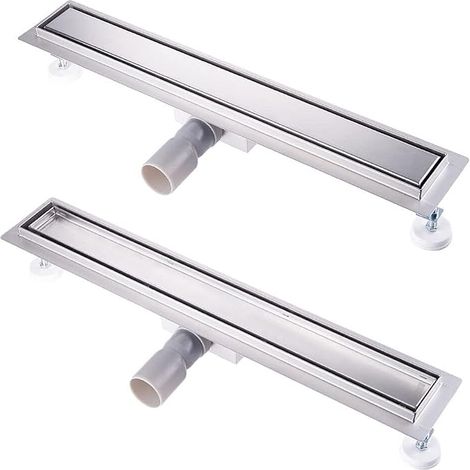 80 cm lange, fliesbare Duschablaufgarnitur aus Edelstahl, komplettes Set aus extraflachem Siphon-Duschablauf mit Geruchsverschluss und Haarfilter, Duschablauf (1/5)