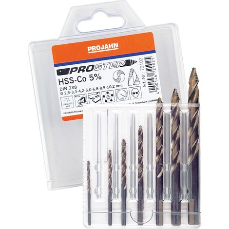 Projahn Spiralbohrer Set DIN338 HSS-Co 5% PROSTEP 7-tlg. Ø 2,5 - 3,3 - 4,2 - 5,0 - 6,8 - 8,5 - 10,2 mm (1/2)