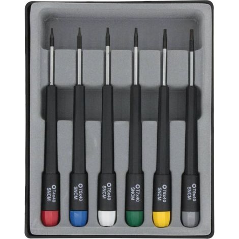 pour l'électronique et la mécanique de précision Jeu de tournevis 6 pièces 6 pans intérieurs (TX) (1/2)
