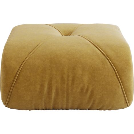 Pouf poggiapiedi imbottito in ciniglia gialla 78 x 76 x 45 cm MODENUIT (1/5)