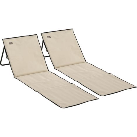 2er-Set Faltbare Strandmatte Sonnenliege Verstellbar mit Tragetasche und Magazintasche aus Stahl und Oxford