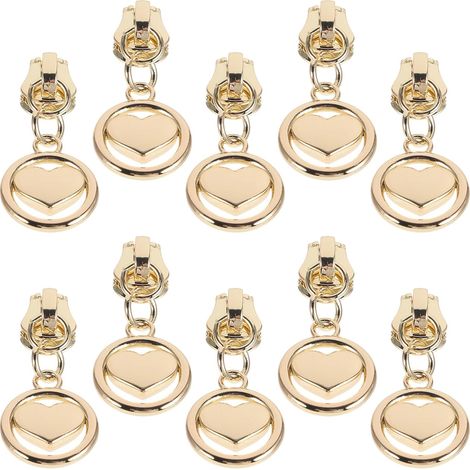10 Piece Gold Heart Shaped Metal Zipper Replacement Kit for (1/5)