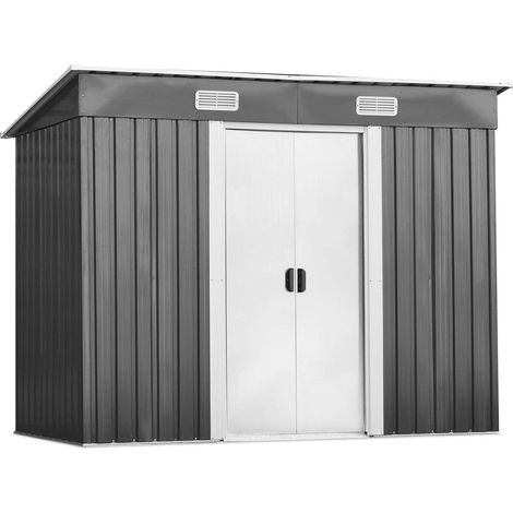 COSTWAY Cobertizo de Metal de Jardín Exterior con 2 Puertas 238 x 131 x 181 Centímetros Caja de Almacenamiento Caseta de Herramienta (1/5)