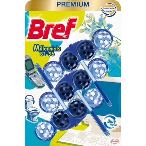 Bref Premium Millennials Cube Colorant pour Toilette à l'Eau 3 x 50 g (1/3)