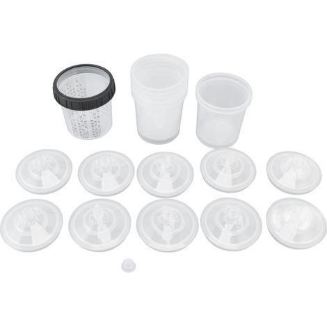 Tasse de pulvérisation de peinture jetable, mélange en plastique avec couvercles, fournitures de peinture, 600ml (1/5)