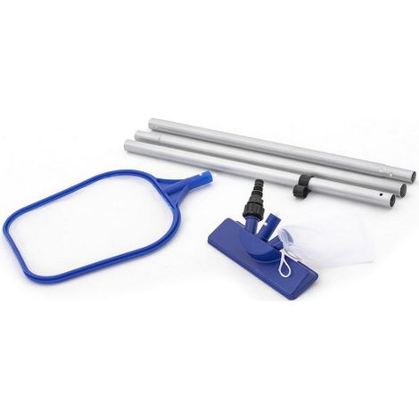 Bestway 58013 kit di manutenzione e pulizia per piscina piscine asta con retino aspiratore sacco raccoglitore