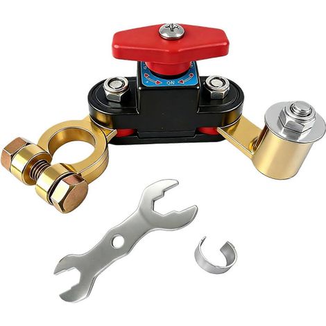 Interrupteur coupe-batterie, interrupteur rotatif manuel réglable en cuivre pur, haute conductivité 12 V-24 V pour voiture, camion, camping-car, bateau (1/5)
