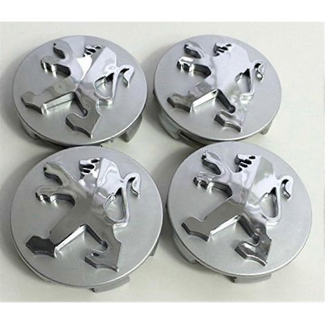 Jeu de 4 enjoliveurs centraux en alliage de haute qualité pour Peugeot 106, 107, 206, 207, 306, 307, 506, 507, 108, 208, 308, gris, 60 mm - JA 2025 (1/4)