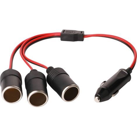 1 à 3 Allume-Cigare Cable D'extension,Voiture Allume Cigare Socket Male vers Femelle,DC 12V 24V Adaptateur Répartiteur 1 à 3 Splitter avec lumières LED Prise Male Avec Fusible (1/5)