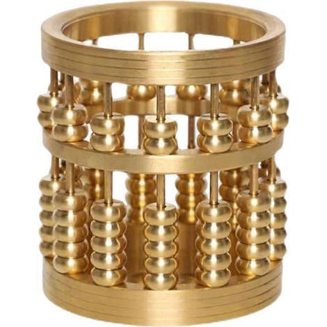Stiftehalter aus Messing in Form eines chinesischen Abakus, handgefertigter Schreibtisch-Stiftehalter aus Metall in Form eines Abakus. – 6,1 x 4,8 cm – Gold (1/4)