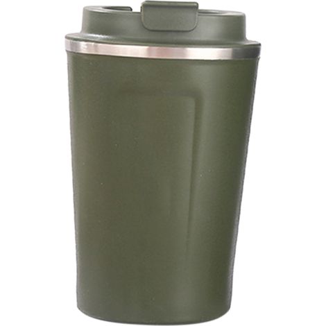 Tasse isotherme en acier inoxydable 304 avec couvercle et verrouillage de sécurité, grande capacité (380 ml), idéale pour le bureau (vert). (1/5)