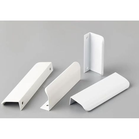 4er-Set Möbelgriffe – Aluminium – Für Schranktüren – Verdeckte Griffe – Möbelgriffe – Weiß – 8 cm – Abgerundete Kante (1/5)
