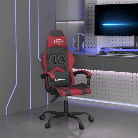 vidaXL Silla gaming cuero sintético negro y rojo vino tinto (1/5)