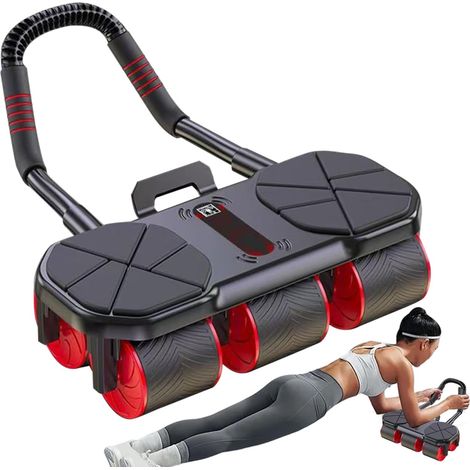 Rueda abdominal - Máquina de ejercicios silenciosa con almohadillas para las rodillas para adultos - Gimnasio en casa y en interiores