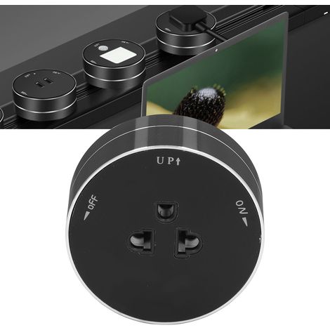Prise de surface ronde 250 V, multiprise avec interface universelle, prise de rail mobile avec voyant lumineux (1/5)