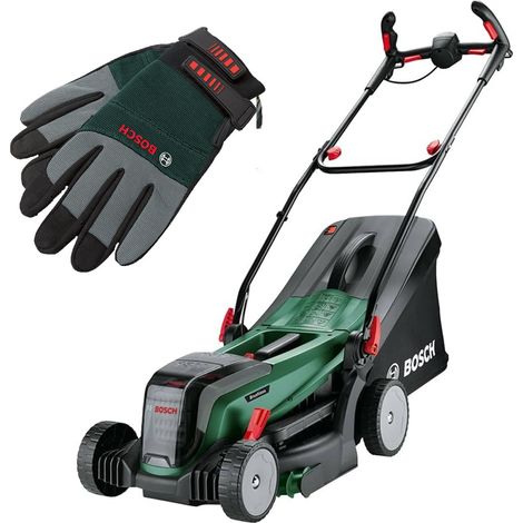 Bosch Universal Rotak 2 x 18V-37-550 18v Cordless Rotak Lawn Mower & Gloves