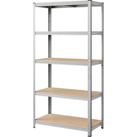 Scaffale in metallo e MDF a 5 ripiani - Misura 90x40x180 cm - Portata massima 875 kg - Scaffalature per garage e magazzino in metallo galvanizzato, mo (1/5)
