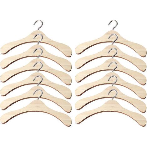 12 pièces pour jouets, poupées, vêtements de poupée, portant pour vêtements d'ours en peluche, cintre pour tenues de poupée, présentoir à vêtements pour poupée-10X1.67CM