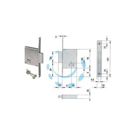 SERRATURA DA INFILARE DOPPIA MAPPA 57223 - mm.60 (57223600)