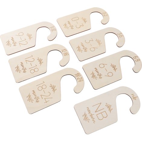 Lot de 7 séparateurs de taille placard bébé en buis double face, diviseurs cintres tout-petits pour chambre (1/5)