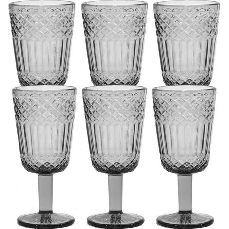 Set 6 Calici Imperiali grigio Antico in Pasta di Vetro bicchiere Vintage 30cl Lavorazione a Rilievo per Acqua e Vino Ideali per una Tavola speciale e Raffinata  Casa e Ristorazione