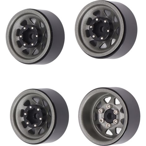 Lot de 4 jantes Beadlock à gorge profonde de 2,5 cm (1 pouce), universelles pour carrosserie de véhicules tout-terrain et voitures radiocommandées Traxxas, avec vis, couleur titane. (1/5)