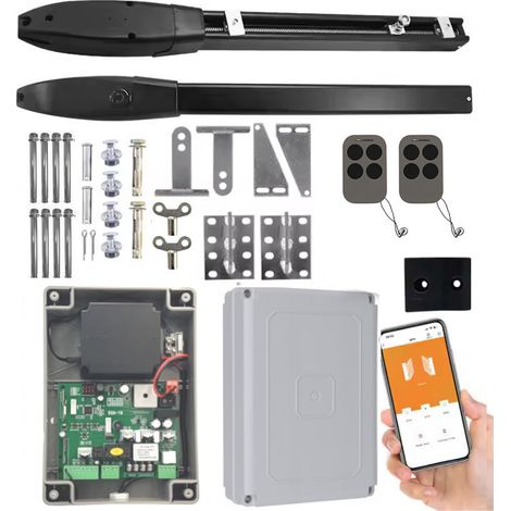 Kit di azionamento per cancelli a doppia anta DE300WiFi 2x3m 400kg Wi-Fi 2 telecomandi