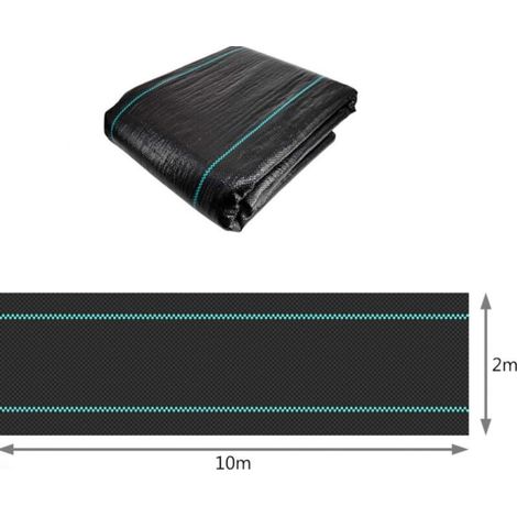 Unkrautvlies 10 m x 2 m, gewebte Polypropylenfaser, UV-beständig, 100 g/m², reißfest und hochstabilisiert