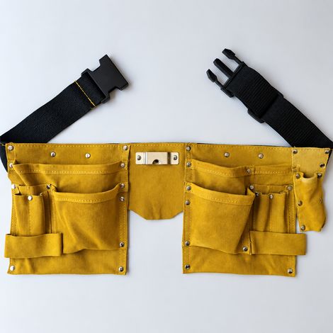Ceinture porte-outils en croûte de cuir double sacoche 520x210 mm 20 kg 35 × 20 × 5 cm 400 g – Livraison gratuite (1/5)
