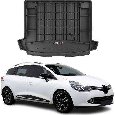 Tapis de Coffre 3D TPE Premium Compatible avec Renault Clio IV Grandtour 2013-2017 Bac de Protection de Coffre Intérieur antidérapant Revêtement de Coffre Bords Hauts pour Voiture Noir