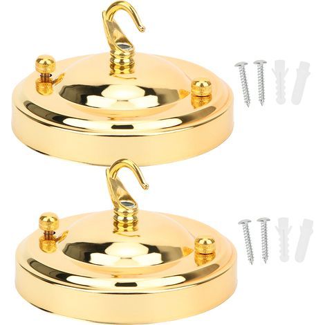 2PCS Crochet de Plafond en Fer pour Lustre, Cache-Rallonge de Luminaire, Accessoire de Décoration DIY Or (1/5)