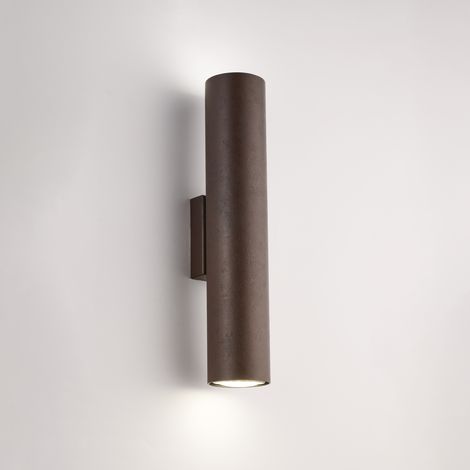 Applique in ferro laccato nero GU10 con decorazione effetto ruggine 2 luci H.30 - L.8 - P.6