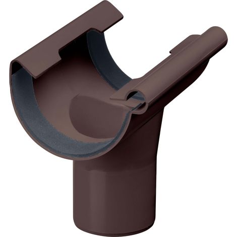 INEFA Ablaufstutzen halbrund, PVC Einhangstutzen Dachrinnenzubehör, einfache Steckmontage, Made in Germany - NW 100/DN 75 Dunkelbraun