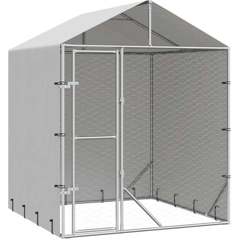 Maison Exclusive - Outdoor-Hundezwinger mit Dach Silber 2x2x2,5 m