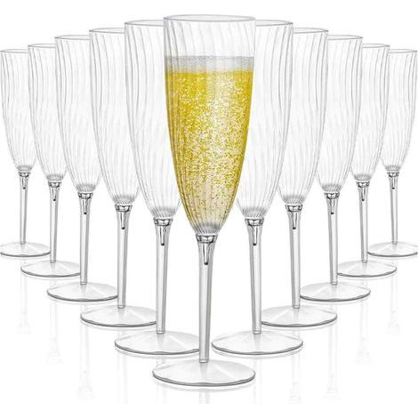 20 Pieces Champagne Glasses, Stackable, Reusable, Transparent and Elegant Wine Flutes, 150ml (1/5)