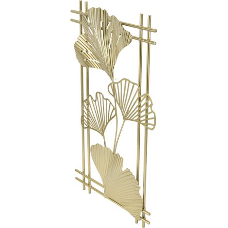 Décoration murale en métal doré ornée de feuilles d'or, sculpture encadrée à suspendre, idéale pour le salon, le bureau, la maison ou l'hôtel. (1/5)