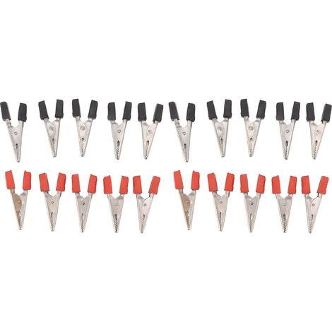 20 Pièces Pinces Crocodile Rouge et Noir 1cm Ouverture pour Tests Électriques, Pinces Câble Batterie en Acier Inoxydable (1/5)