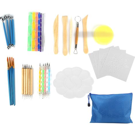 Kit d'outils de pointillage pour mandala à faire soi-même, peinture sur roche, dessin et loisirs créatifs, 38 pièces. (1/5)