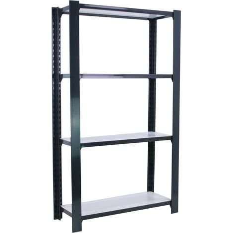 Estantería metálica sin tornillos OFFICLICK de 4 estantes (150x90x30cm) ANTRACITA Y BLANCO (1/5)
