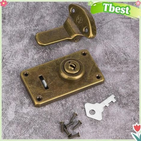Boucle À Loquet - Pour Boîte En Bois - Design Vintage - Fer - Bronze - 74 X 41 Mm - 2 Pièces (1/5)