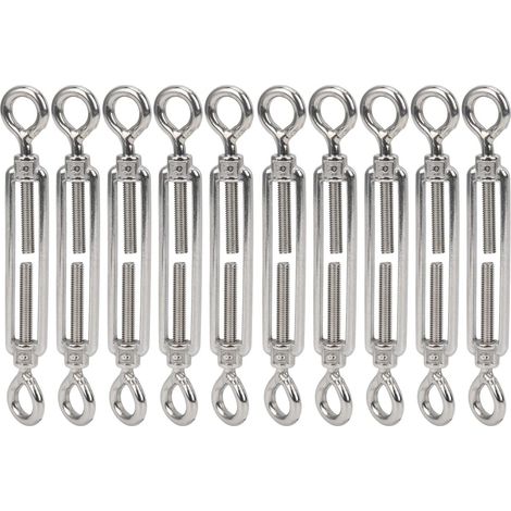 10 Pièces en Acier Inoxydable Oeil et Oeil M6 Tendeurs à Corps Ouvert pour Câble de Tension ou Tendeur de Corde Tendeur de Câble de Tension Matériel de Fixation D'outil