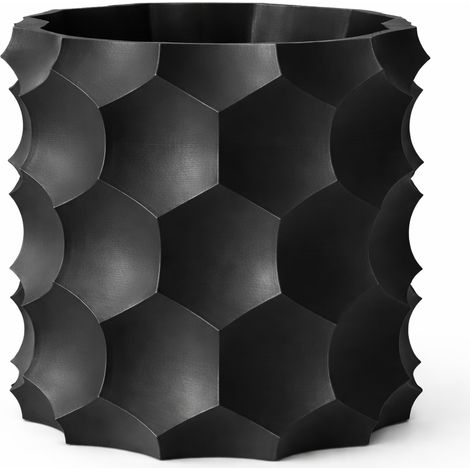 Pot de fleurs géométrique noir en 3D, objet décoratif moderne pour plantes (1/3)