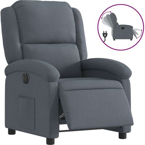Maison Exclusive - Poltrona Elettrica Reclinabile Grigio Scuro in Vera Pelle