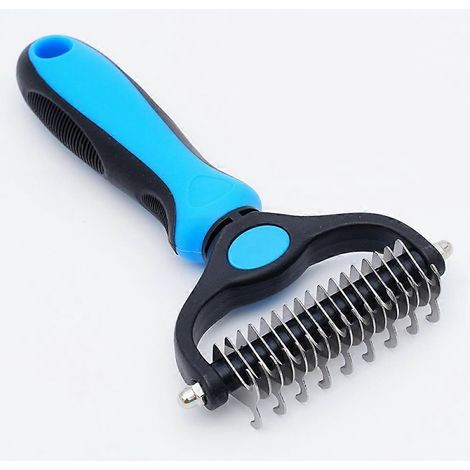 Brosse pour chiens et chats pour démêler et éliminer les nœuds - Râteau double face pour sous-poil, peigne démêlant, outil sûr pour démêler les poils emmêlés-AquaForge (1/5)