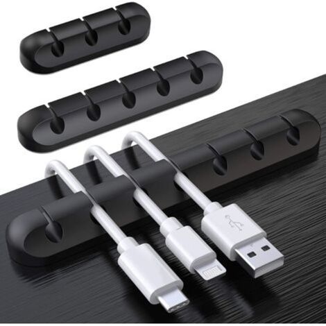 Clips Câble Organisateur Bureau, Lot de 3 Support de Câble, Organisateur de Cordon, Gestion des Cables, Câble Rangement pour USB Câbles de Chargeur/Souris/Écouteur/PC