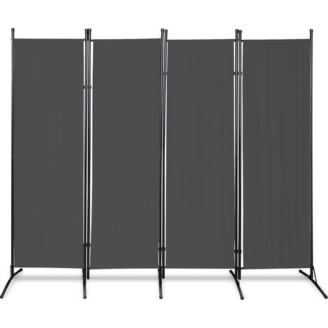 Wolketon Paravent Sichtschutzwand Raumteiler Stellwand Raumteiler Trennwand Sichtschutz 4 teilig Anthrazit