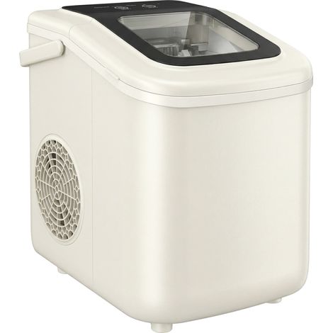 Machine à glaçons portable avec fonction autonettoyante, pelle à glaçons et panier inclus, capacité 12 kg/24 h, beige